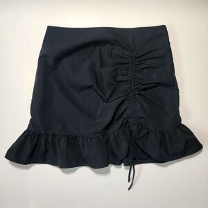 Black Mini Skirt with Ruched Ruffle